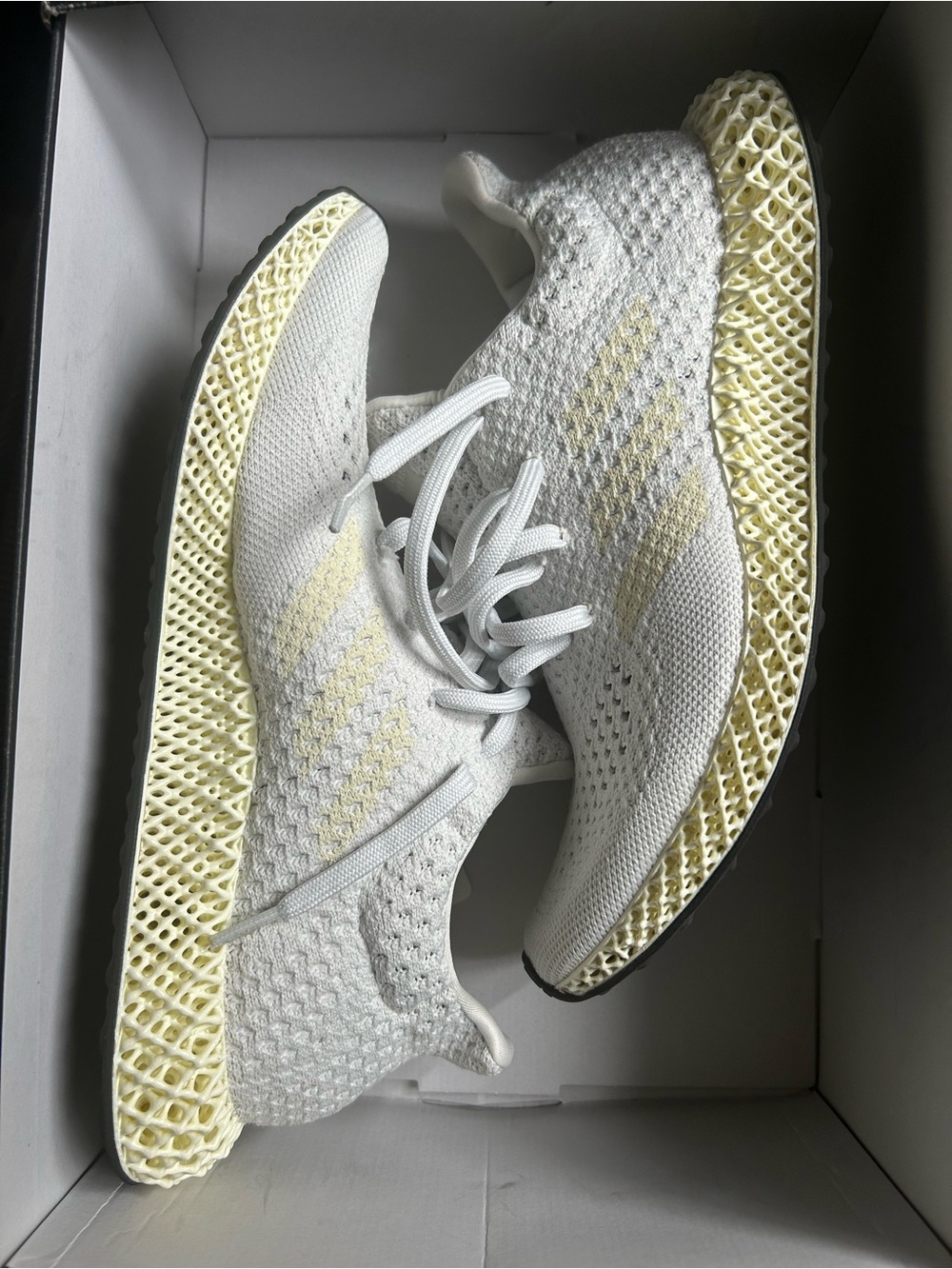 Men’s White Adidas FUTURECRAFT sneakers with Cream 4D Lattice
